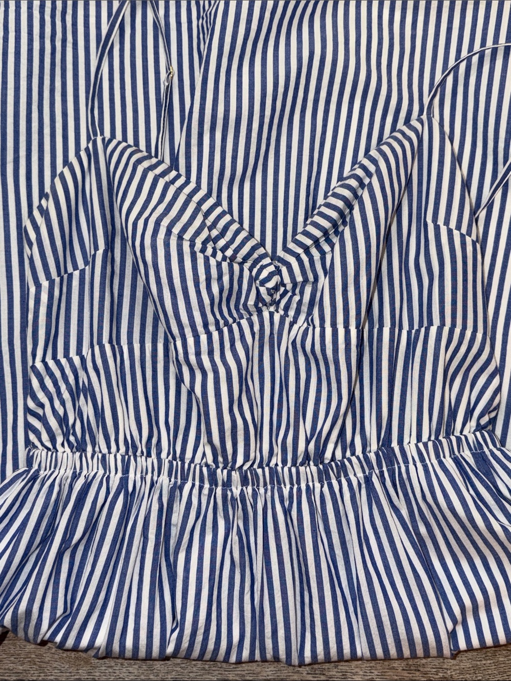 J. Crew Blue and White Striped Spaghetti Strap Midi Dress - Picture 3 of 4
